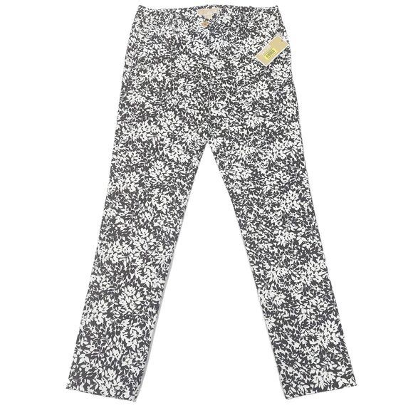 Michael Kors Pants Women’s Sz 2 Chocolate White Floral Stretch Comfort $110 - Picture 10 of 14